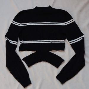 Striped Cut Out Long Sleeve Top
